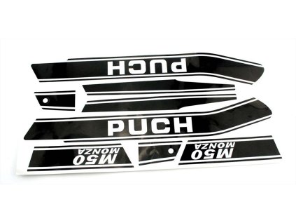 Sticker set 5 pieces black/white for Puch M 50 Monza Mokick