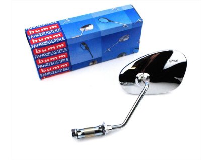 Mirror bumm chrome left for Zündapp M 25, 50 Bergsteiger, KS 50, Super Combinette, Kreidler, Puch, DKW, Miele, NSU, Simson, Hercules