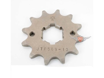 Sprocket steel 12 teeth for Kawasaki KL 250 A, KLX R/E, 300 R, KX E/F/G/H/J/K, 500 C/D/E, Z 200 C, G LTD, Yamaha DT 400 MX, RD 350 YPVS, XV Virago, YZ