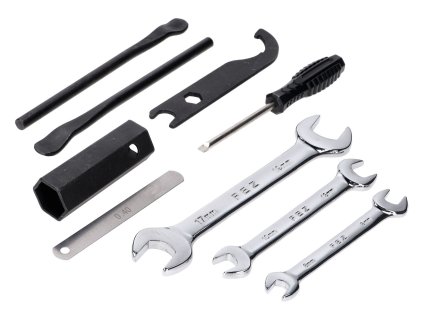 On-board tool set 2 tire levers 0.40mm feeler gauge open-end wrench 8/9mm 10/13mm 17/19mm for Zündapp, Kreidler, Hercules Prima M MK K KX, Simson, Puch Puch, Miele, DKW, KTM, Rixe, Sachs, Piaggio Ciao