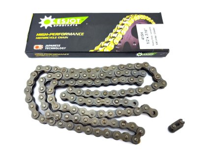 Chain Esjot steel 106 links type 415 for Hercules HR 2, Hobby Rider M1, M2, M4, M5, Prima 2S, 3S, 5, 4S, 5S, SX, Puch Maxi X, DS 50-4, 50-V, Superia with Viktoria engine Aristocrat 3V, Convair DKW Sport Violetta 128, 158, Express Carino Victoria…