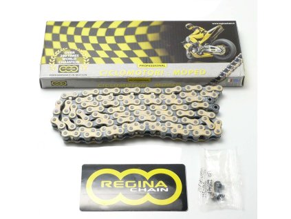 Chain black-gold 122 links 1/2 x 3/16 With chain lock for Zündapp, Kreidler, Puch, KTM, DKW, Hercules