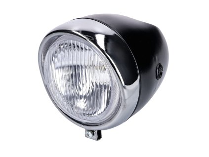headlight round 130mm housing black with chrome ring for Puch moped