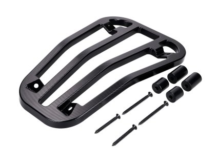 Top Case carrier / luggage carrier step-through Moto Nostra, glossy black, CNC for Vespa Primavera 50-150cc, Sprint 50-150cc