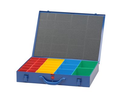 Třídicí box Hünersdorff, kovový (330x440x66 mm), 23 přihrádek, modrý