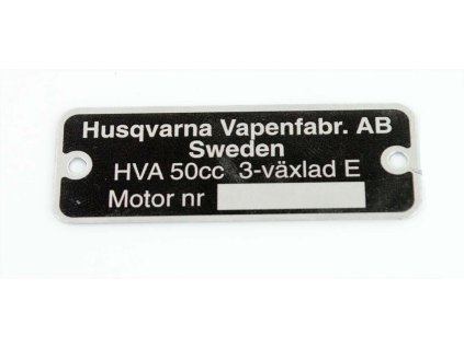 Nameplate aluminum 50mm x 18mm black for Husqvarna