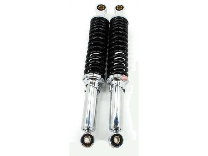 Shock absorber Chrome 395mm Black Hydraulic 5-way adjustable 10mm 12mm for Zündapp, Hercules, Kreidler, Puch Moped, Moped Mokick