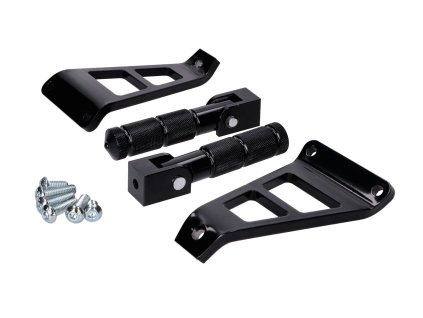 Pillion footrest set CNC black for Beta RR 50 (with bracket)