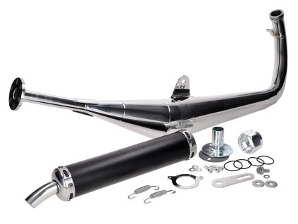Exhaust system Motegra Racing for 60-110cc polished incl. rear silencer for Simson S50, S51, S70