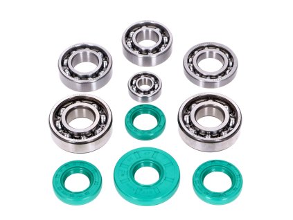Ball bearing set Schmitt Evolution metal cage C3 FKM green with twist direction for Simson M500 engine