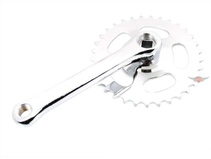 Pedal crank right with silver sprocket for Velo Solex