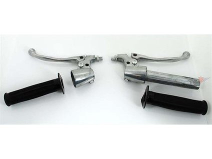Throttle and clutch lever set with rubber grips for Zündapp, Hercules