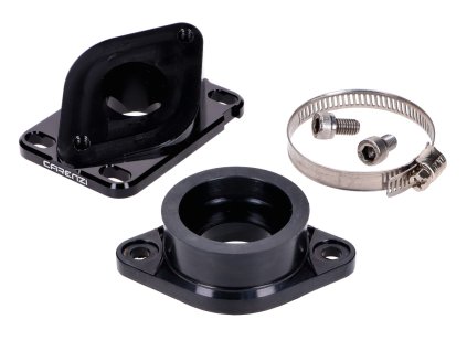 Sací příruba Carenzi 12–21 mm pro Minarelli AM6, Derbi, karburátor PWK 21–24 mm