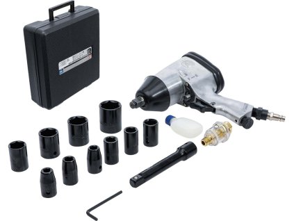 Pneumatický rázový utahovák 12,5 mm (1/2") se sadou nářadí, 312 Nm, 16dílný