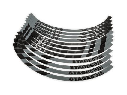 Sada samolepek na ráfek pro 12" kola Stage6, černá