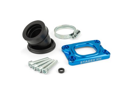 Příruba Stage6 360° AM6 / Derbi modrá pro Mikuni TM24