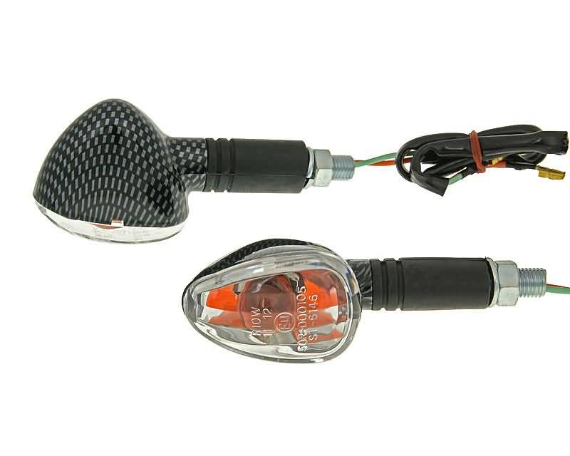 Vparts Sada blinkrů M10 Carbon-Look Doozy čirý, dlouhý VC20109