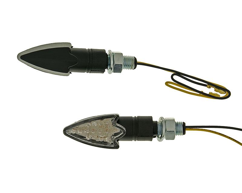 Vparts Sada blinkrů M10 LED černý Arrow čirý VC20073