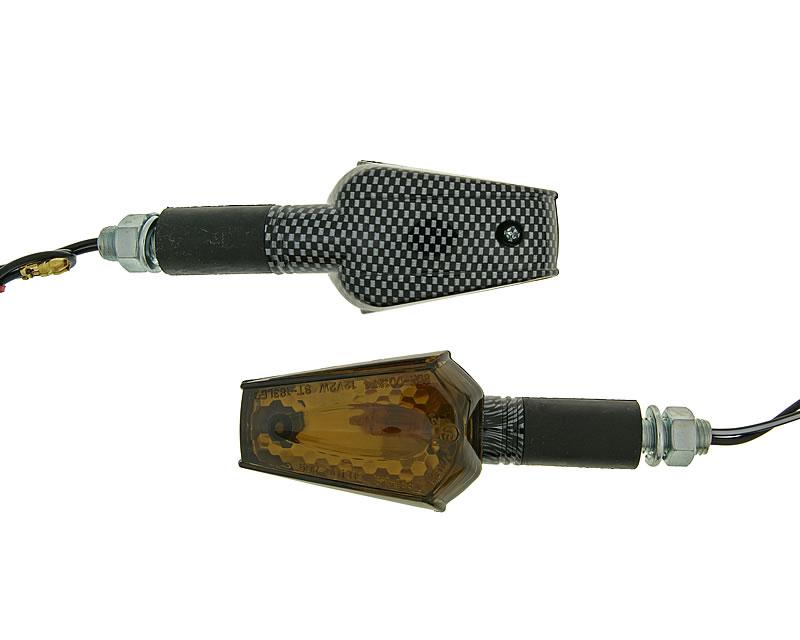 Vparts Sada blinkrů M10 Carbon-Look Beamer kouřové, dlouhý VC20093