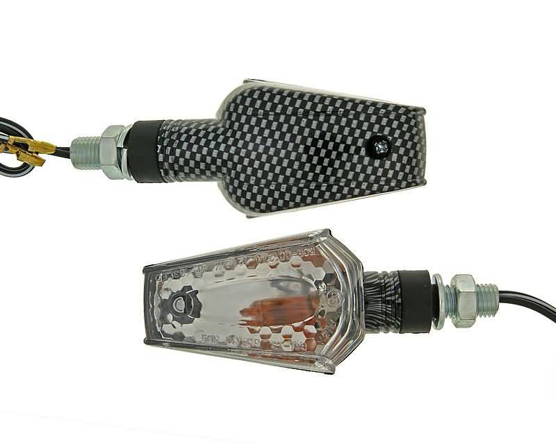 Vparts Sada blinkrů M10 Carbon-Look Beamer čirý, krátký VC20092