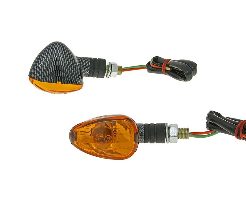 Vparts Sada blinkrů M10 Carbon-Look Doozy oranžové, krátký VC20110