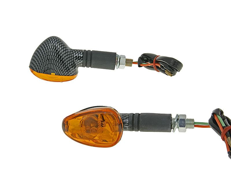 Vparts Sada blinkrů M10 Carbon-Look Doozy oranžové, dlouhý VC20111