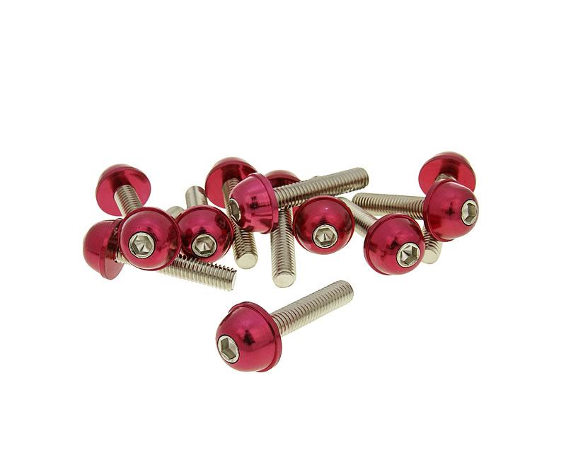 Vparts Sada šroubů 12ks alu hlava červená - M6x30 VC21227