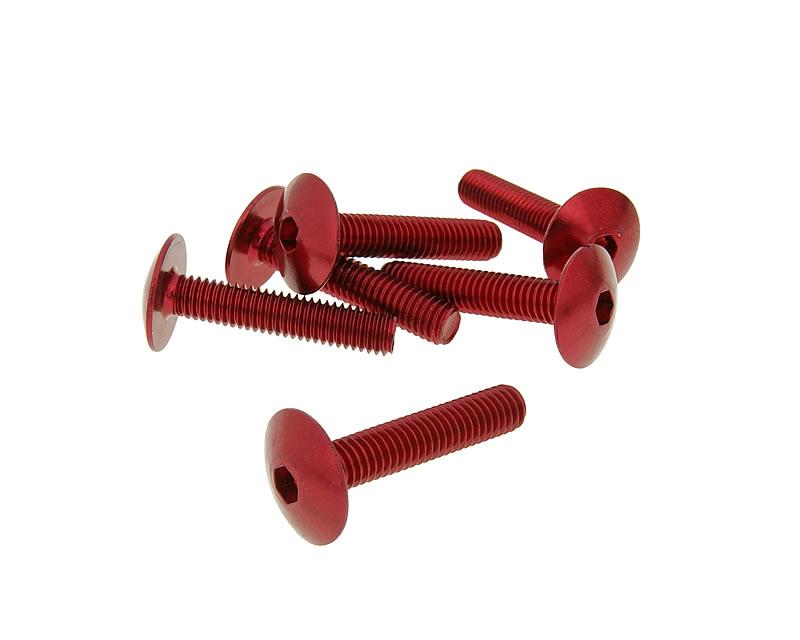 Vparts Sada šroubů 6ks inbus na plasty červená - M6x30 VC21246