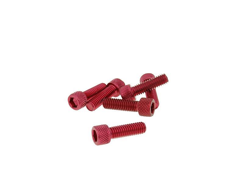 Vparts Sada šroubů 6ks inbus červená - M6x20 VC21282