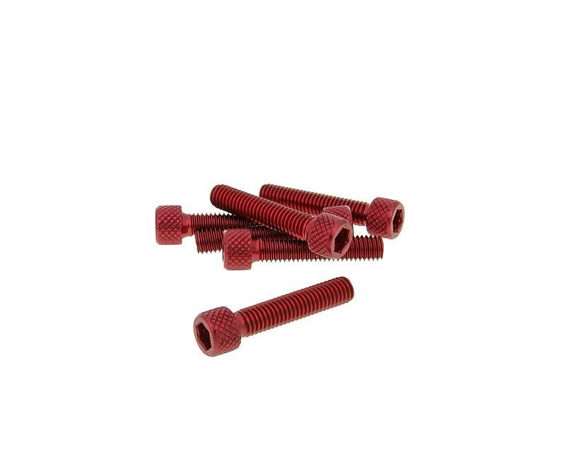 Vparts Sada šroubů 6ks inbus červená - M6x30 VC21286
