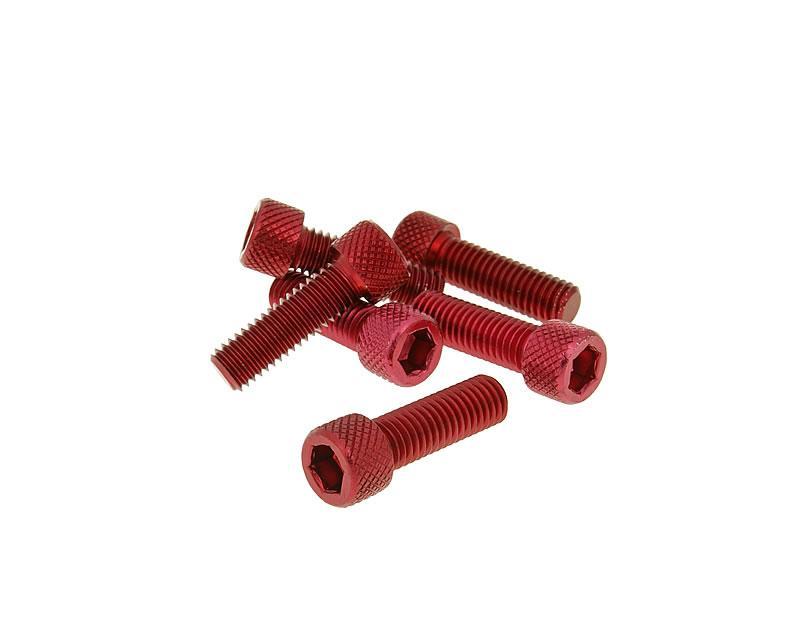 Vparts Sada šroubů 6ks inbus červená - M8x25 VC21294
