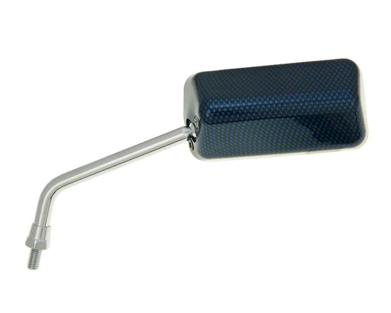 Vparts Zrcátko F1 levé M8 Carbon-Look modrá krátký závit VC22736