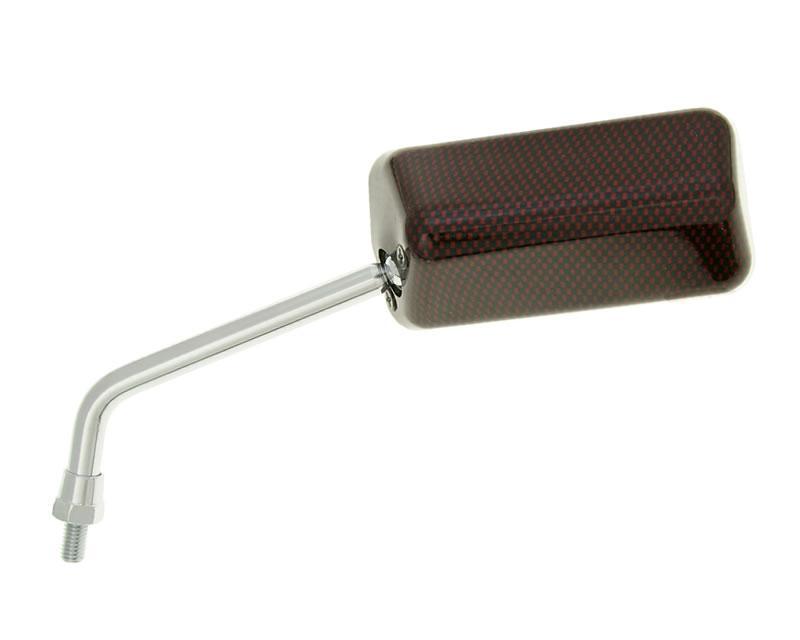 Vparts Zrcátko F1 levé M8 Carbon-Look červená krátký závit VC22735