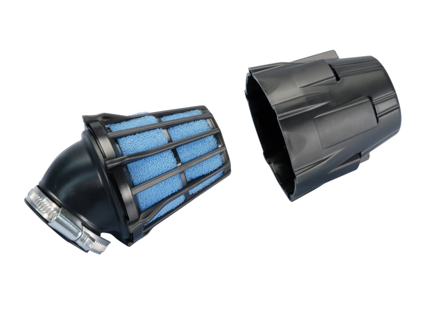 Vzduchový filtr Polini air box 32mm 30° černo-modrý 203.0090