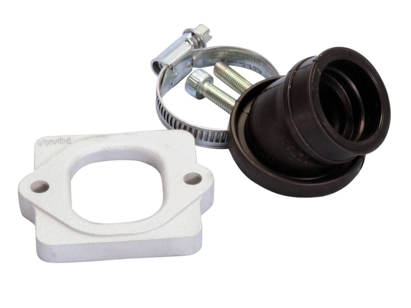 Příruba sání Polini 360 24/28,5mm, Piaggio s 19mm CP Evolution, 19mm PHBG Evolution karburátory 215.0431