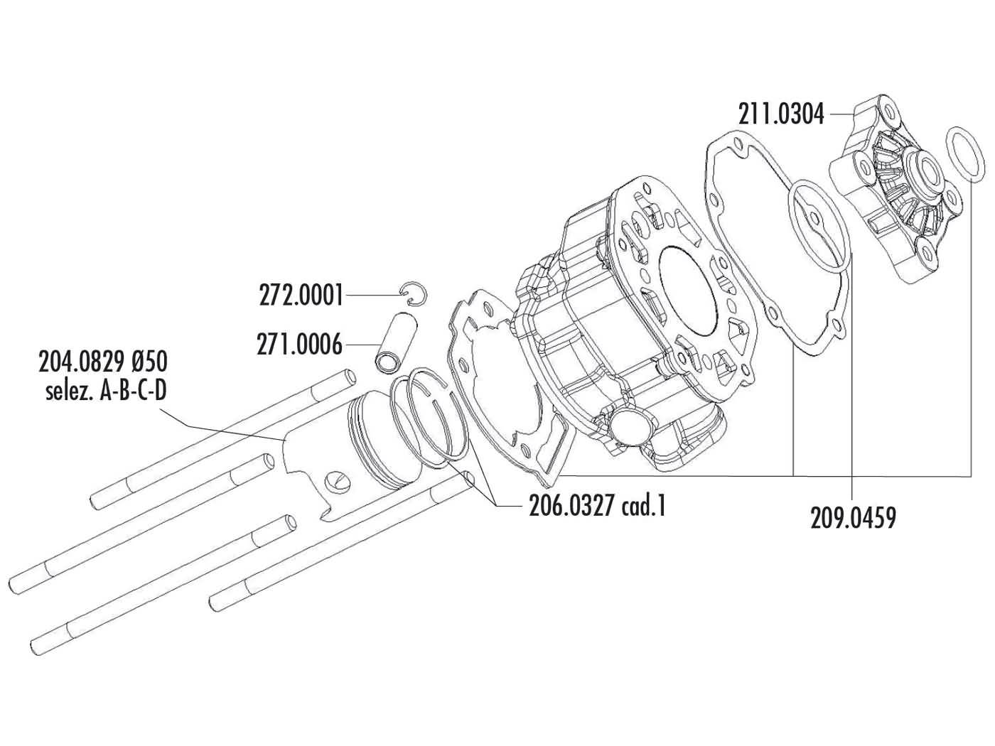 Sada těsnění válce Polini racing 80ccm, Piaggio / Derbi motor D50B0 209.0459