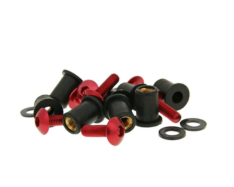 Vparts Sada šroubů + matky do plastů M5x16, 8ks Varianta: červená VC21208