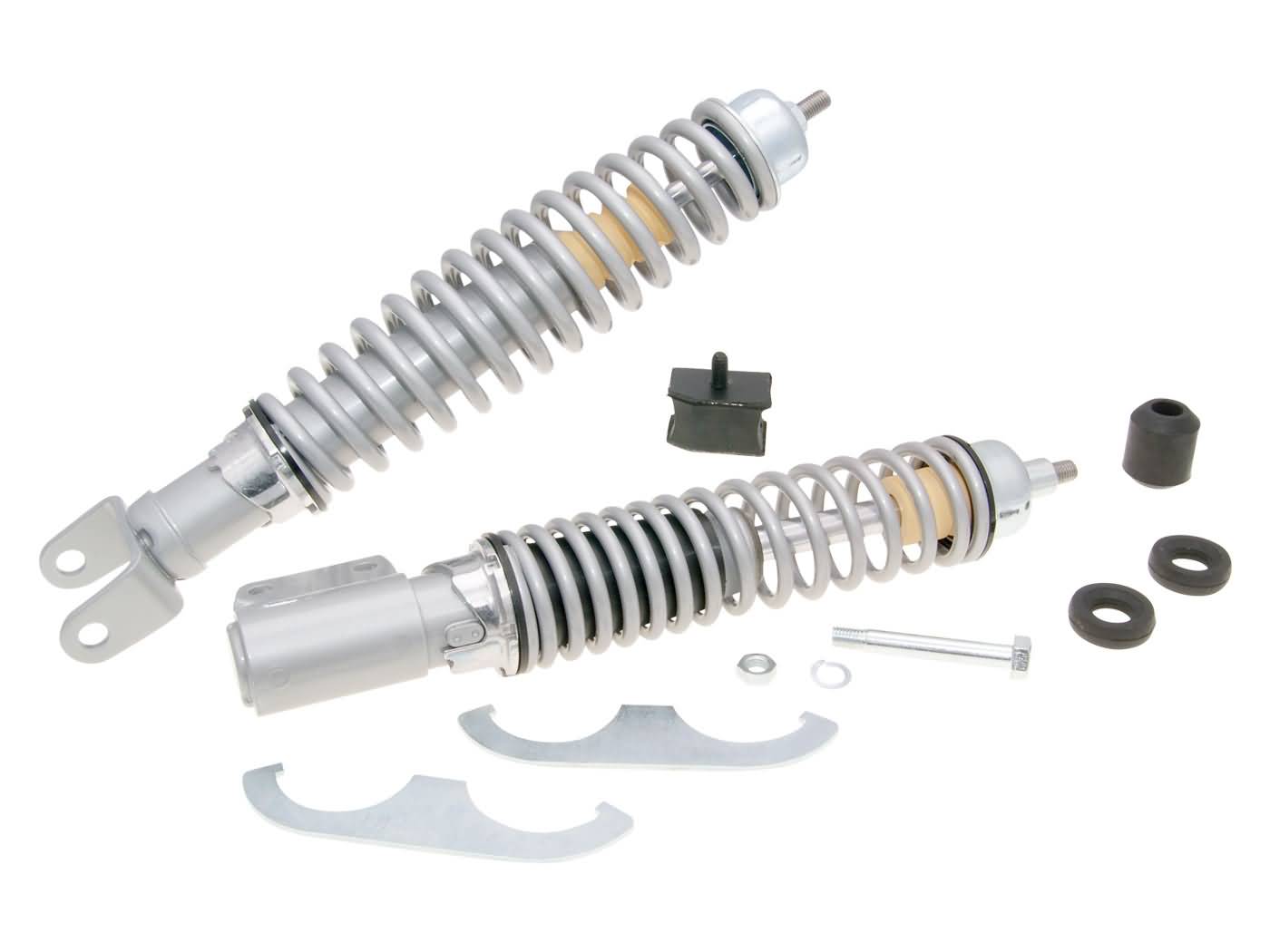 OEM Standard Sada tlumičů přední a zadní Sport Elegance stříbrná, Vespa PX, PE 125, 150, 200 36699