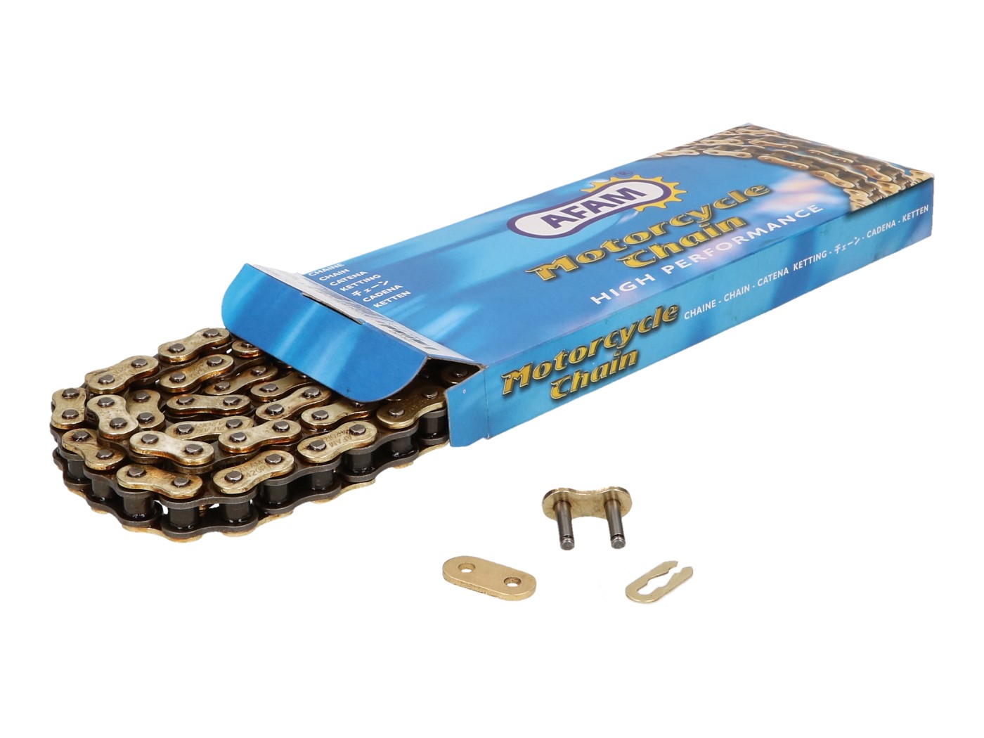 Řetěz AFAM zesílený, zlatý - 420 R1-G x 128 AFA420R1-G-128