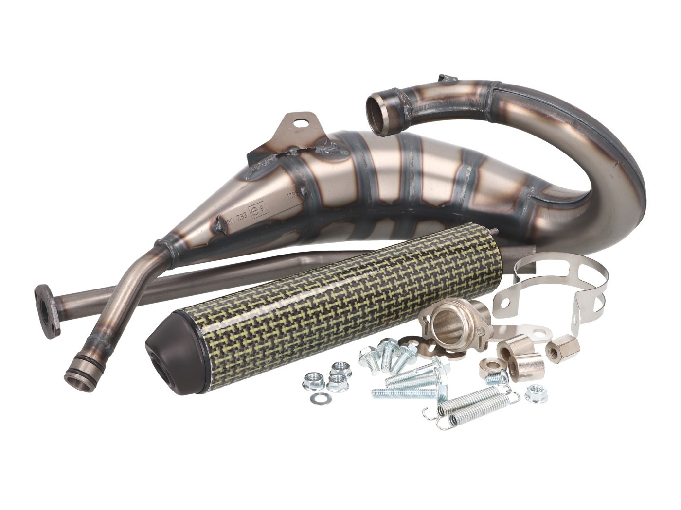 Výfuk Yasuni Cross HM MAX žlutý karbon, Aprilia RX, SX, Derbi R, SM, Gilera RCR, SMT YA233XCK