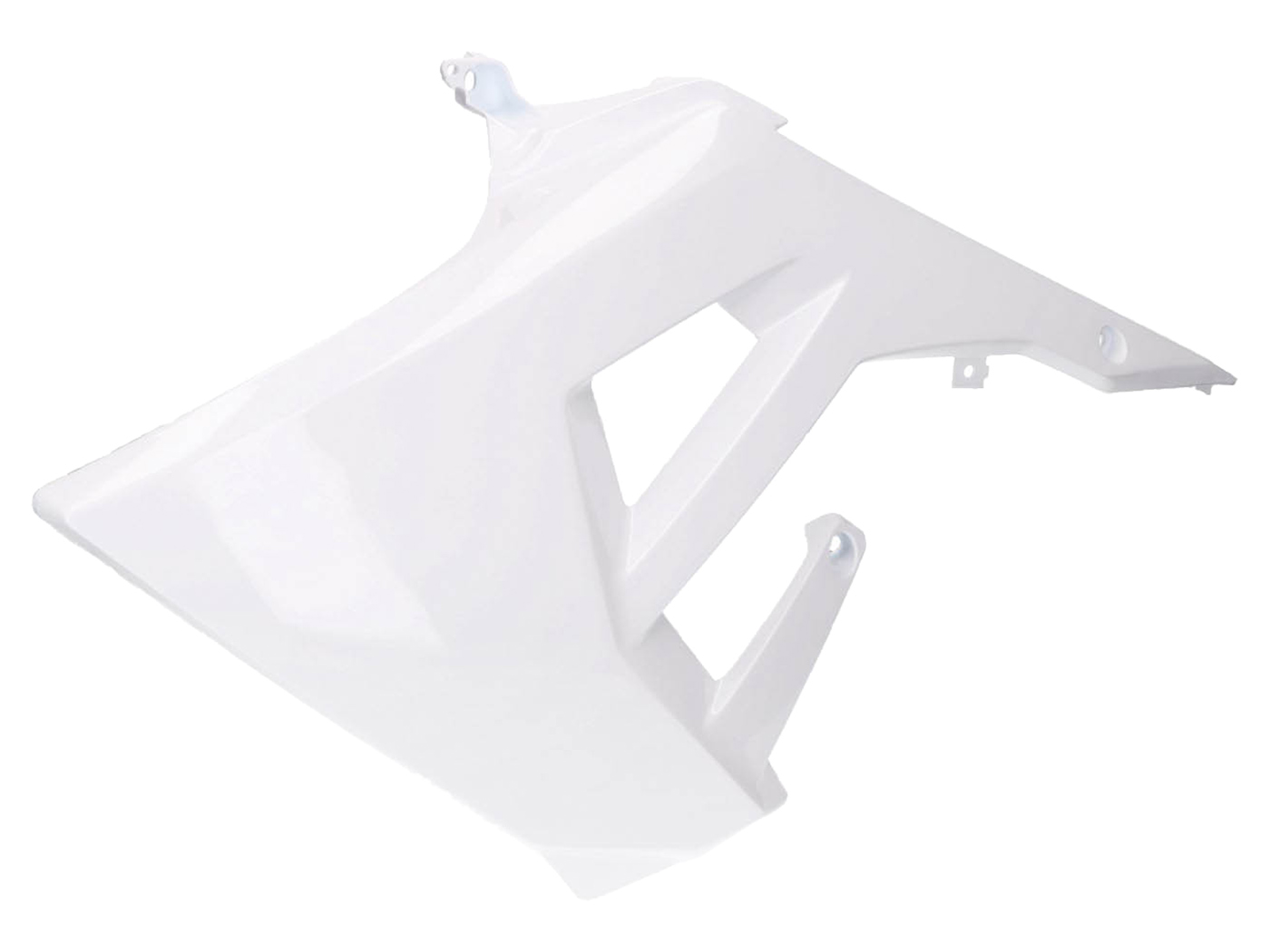 Piaggio Boční plast levý OEM bílá, Derbi Senda R 50, Senda SM 50 X-Treme Euro4 2018- PI-2B004334000W0B