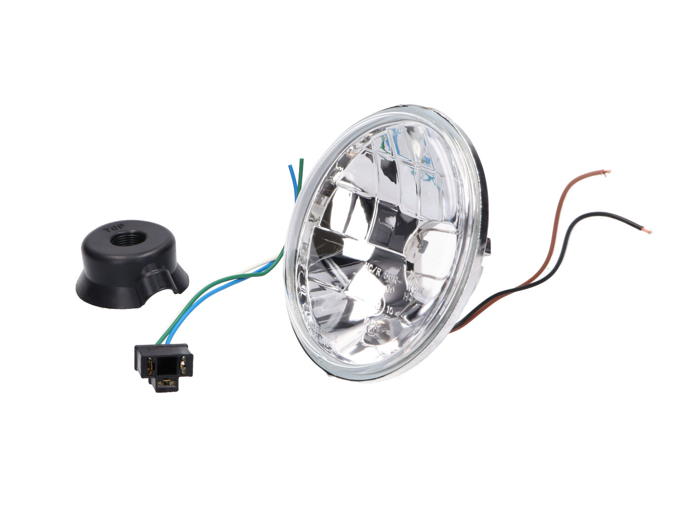 Diverse / Import Přední světlo čiré kulaté s parkovačkou 12V H4 / HS1 halogen, Simson S50, S51, S70 40863