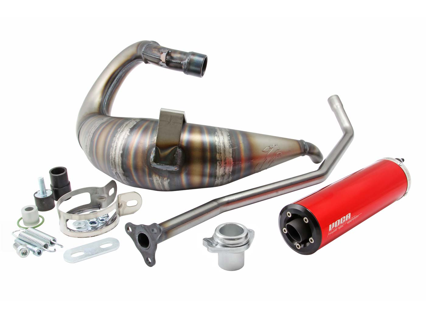 Voca Racing Výfuk VOCA Cross Rookie 50/70cc červená koncovka, Aprilia RX, SX, Derbi Senda VCR-RD36192/RE