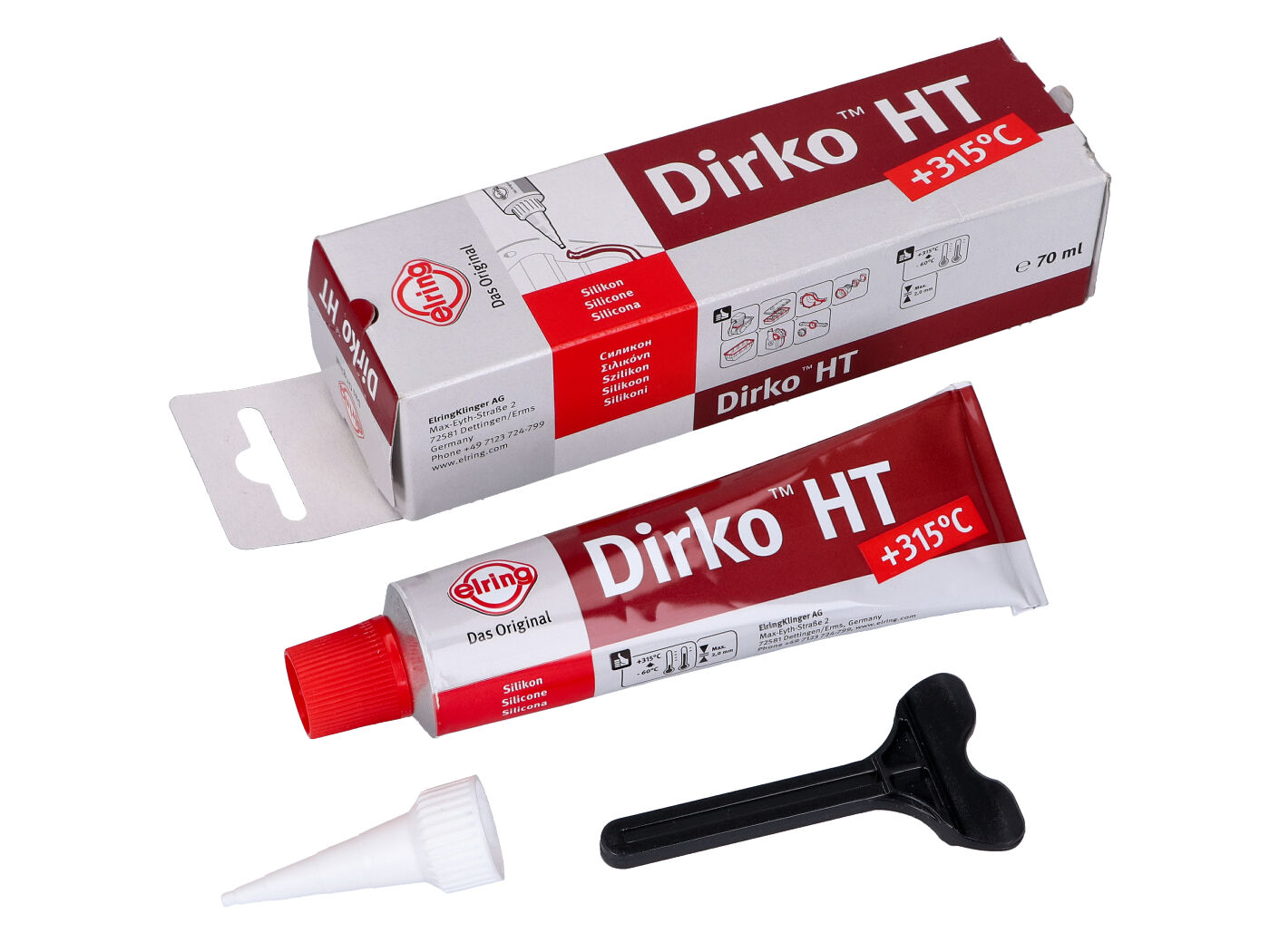 Levně Diverse / Import Těsnící silikon Dirko HT, červený +315°C 70ml 43148