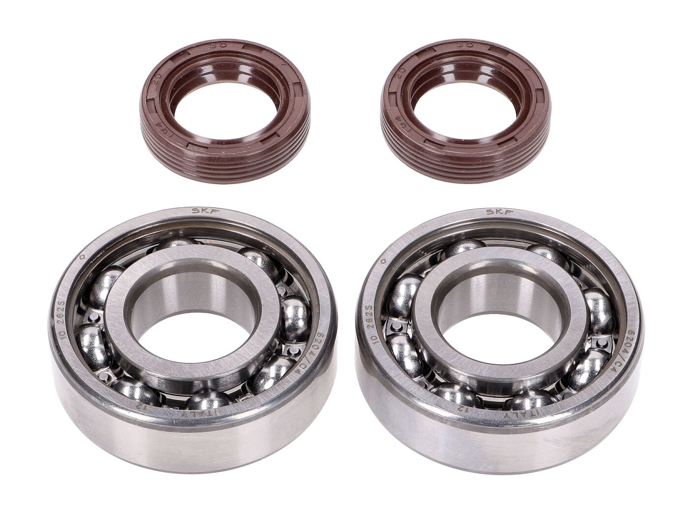 Sada ložisek a gufer klikového hřídele Naraku SKF / FKM Premium C4 (kovová klec), Peugeot horizontal NK104.22