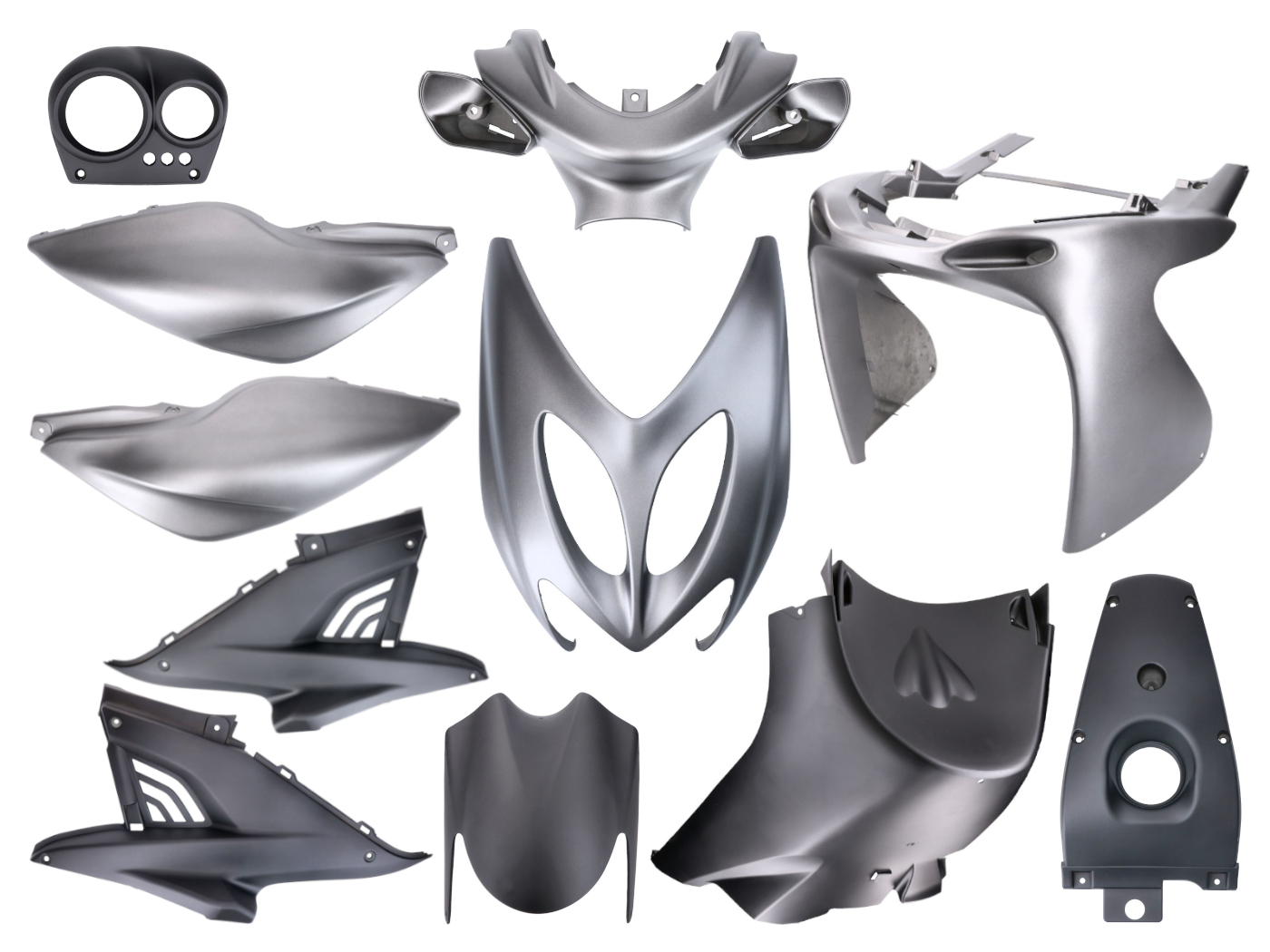 TUNR Sada plastů černá / šedá, matná 11ks, Yamaha Aerox, MBK Nitro 50cc -2013 43310