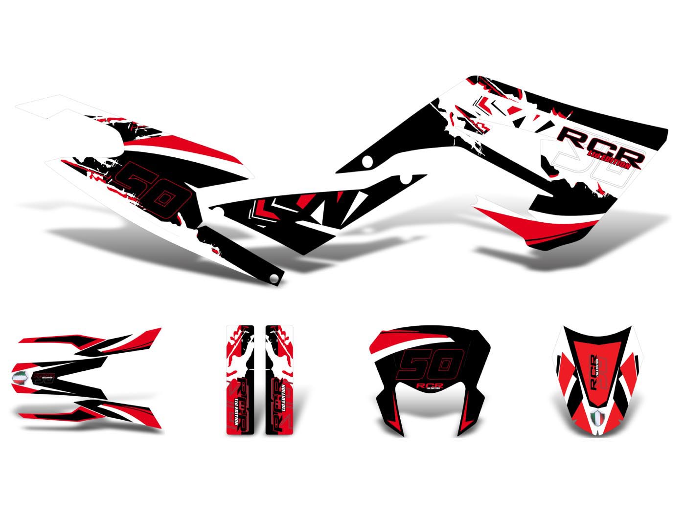 Diverse / Import Sada polepů černo-bílo-červená matná, Gilera RCR 50 18-20 E4 (D50B) ZAPKKA00 DK-43741