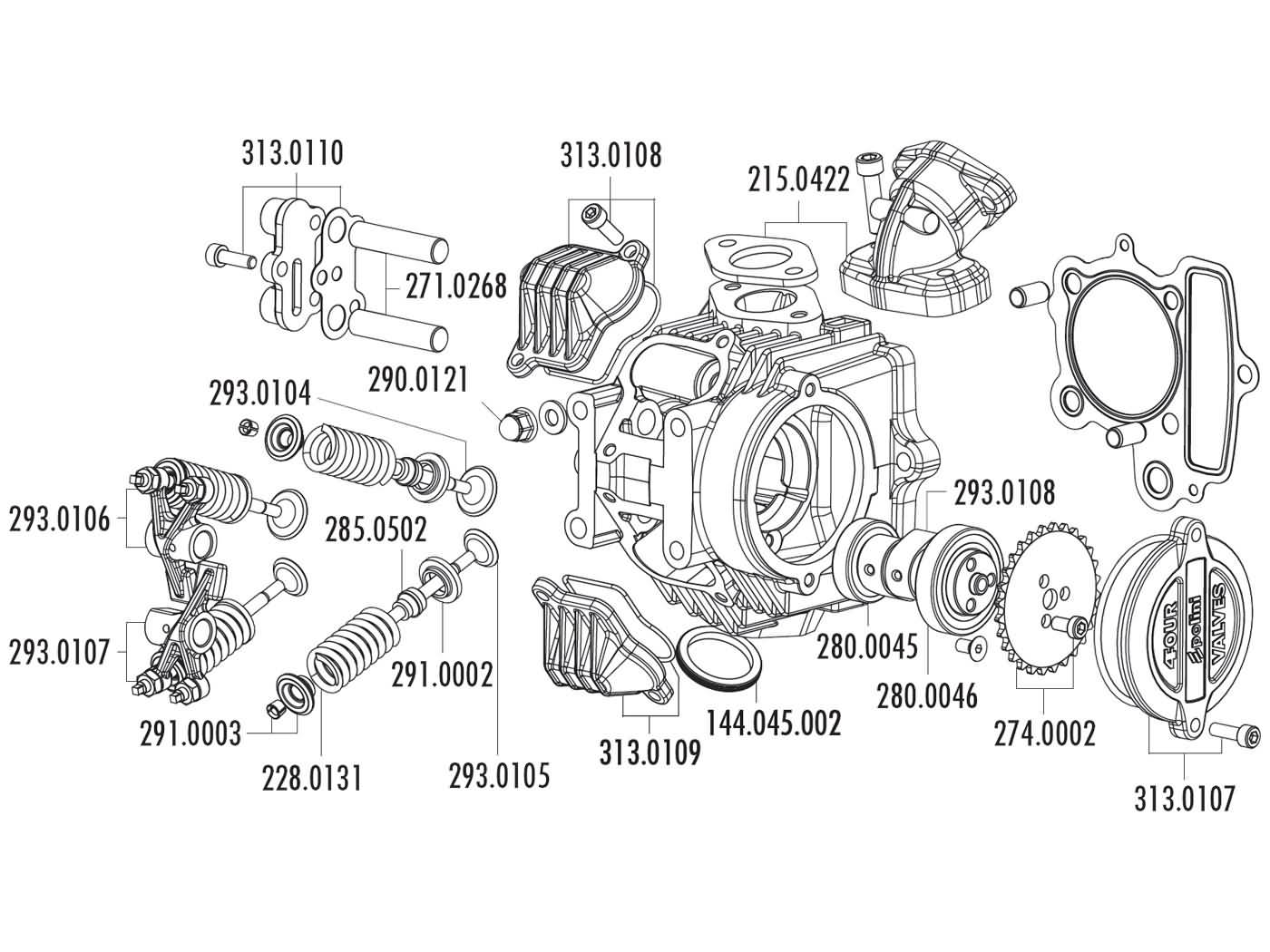 Levně Gufero ventilu pro Polini 4V hlavu, Honda XR 50, Polini XP4T 285.0502