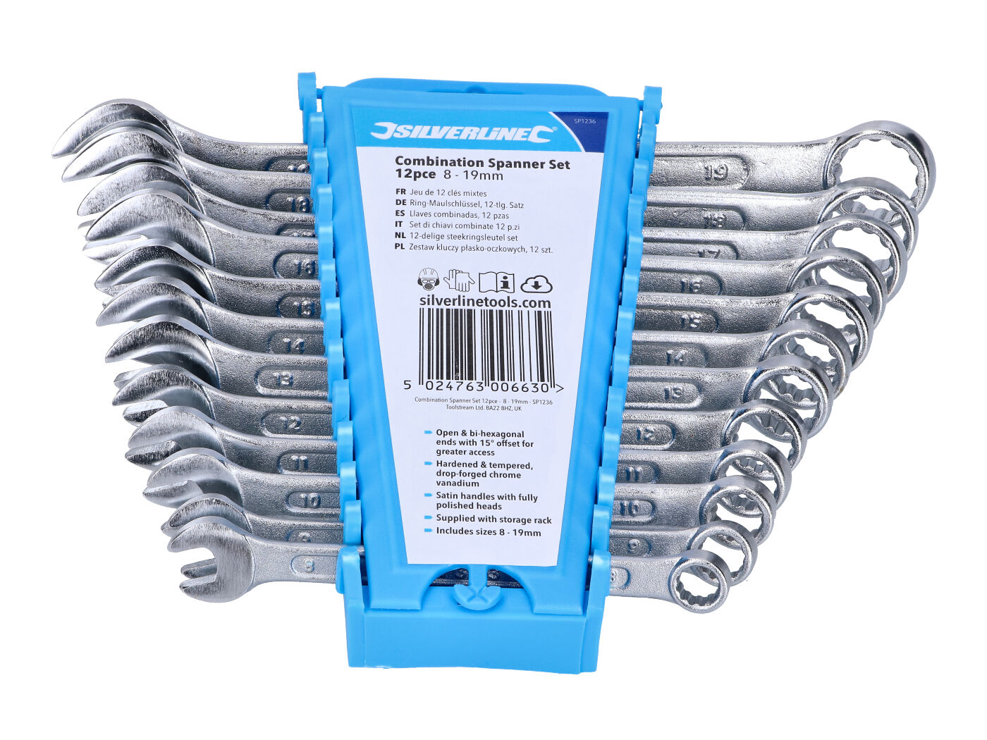 Silverline Sada stranových klíčů 12ks 8-19mm 43403