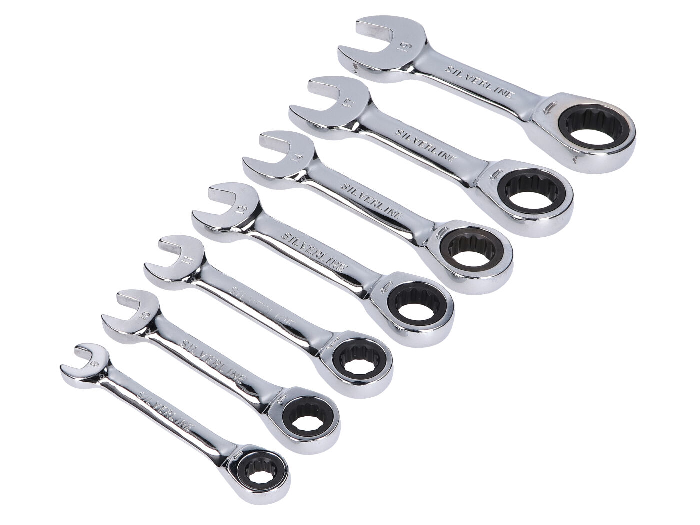 Silverline Sada ráčnových stranových klíčů 8-19mm krátké 43442